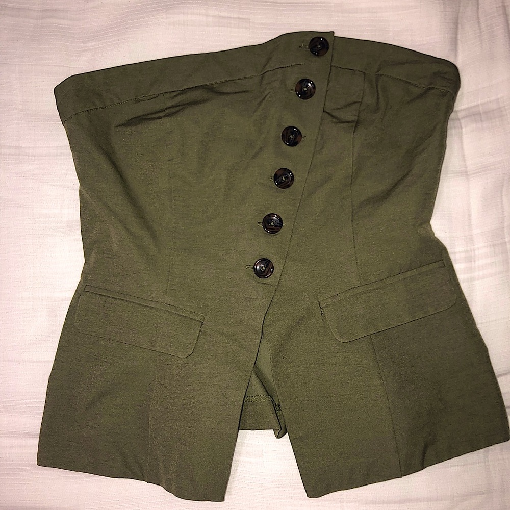 Green Buttoned Tube Top